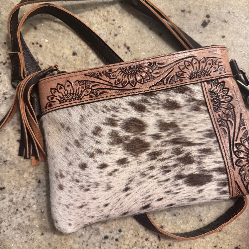 Myra Bag Brown and White Floral Crossbody